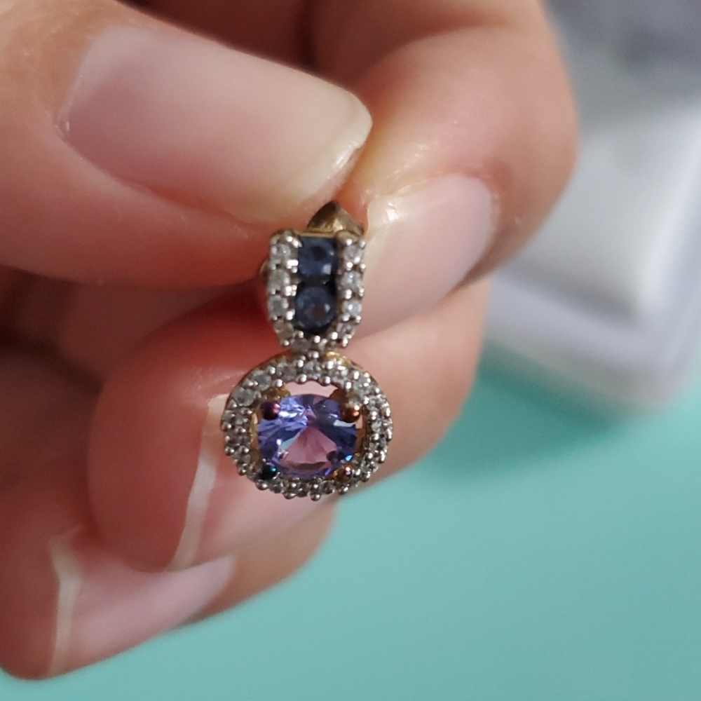 Simulated Tanzanite Amethyst Earrings - Picture 4 of 5
